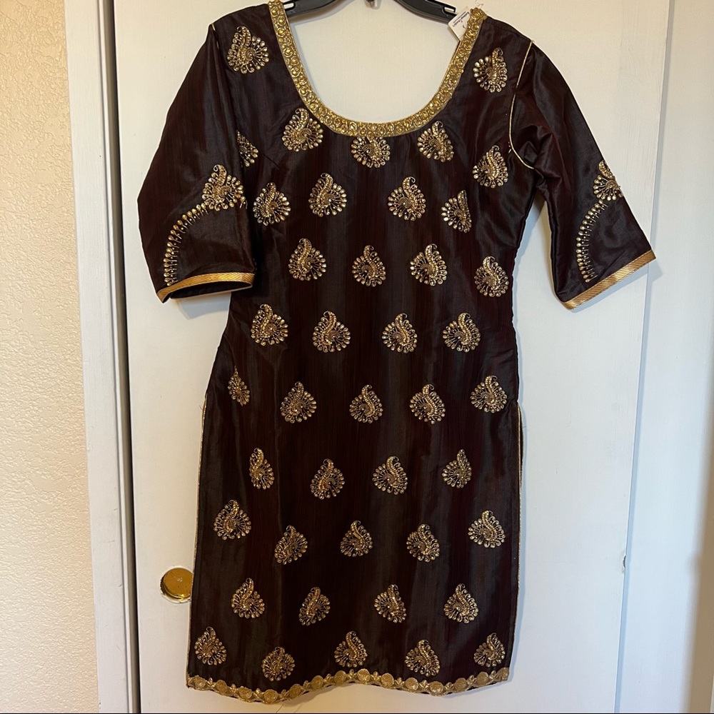 Gold stone work indian suit